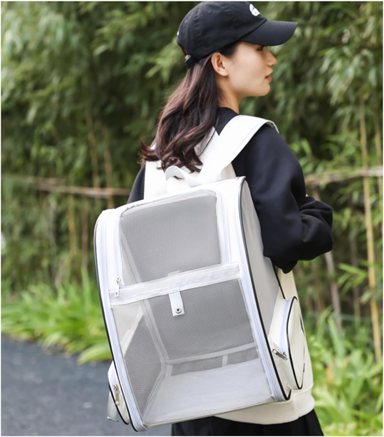 SKY-TOUCH Cat Carrier Backpack, Cats Dogs Rabbits Carrier, for Small Pets and Puppies – Perfect for Outdoor Adventures and Vet Visits, Ultimate Comfort On-the-Go, Grey - 34x27x41cm