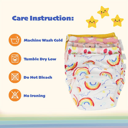 SKY-TOUCH 5PCS Baby Potty Training Pants Cotton, Soft Breathable Potty Training Underwear for 1-3 Years, Highly Absorbent Reusable Diapers for Baby Boys & Girls (M, Girl 8-13kg)