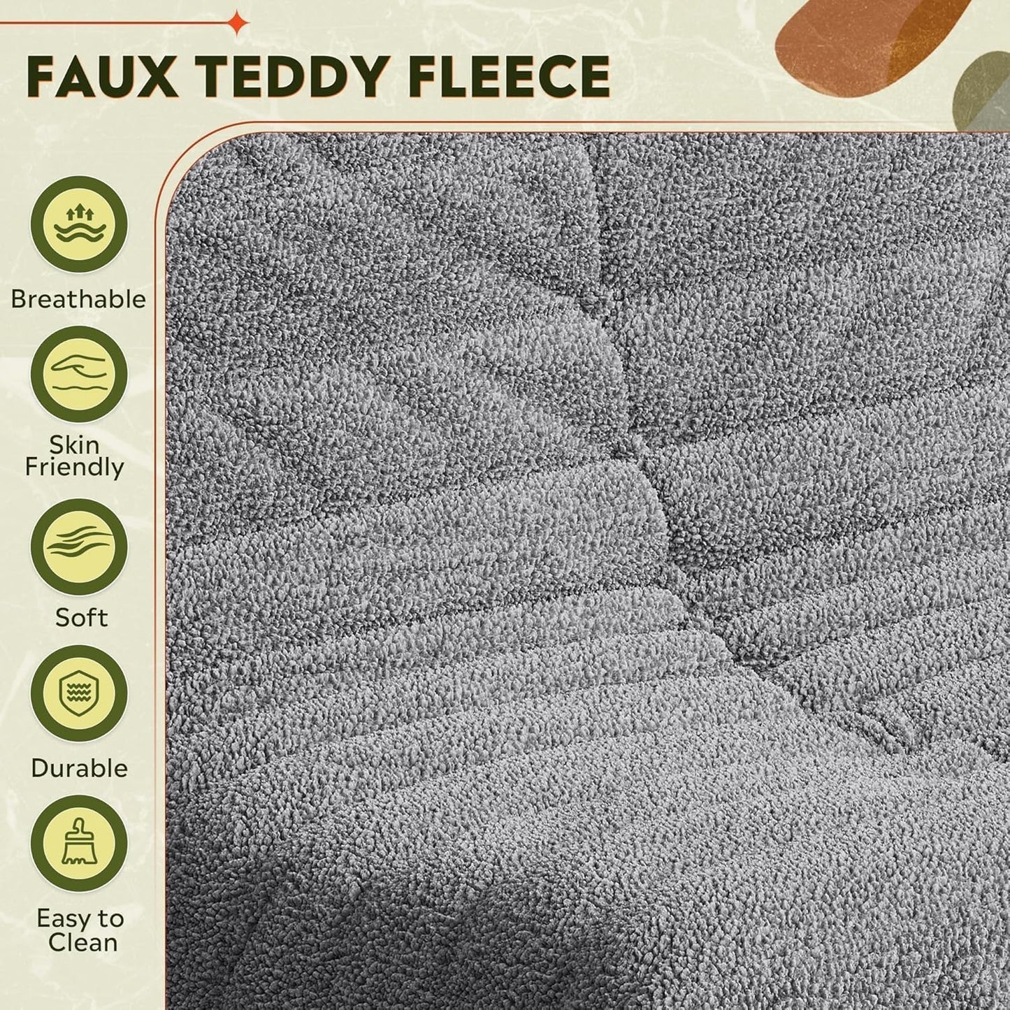 SKY-TOUCH Caterpillar Lazy Sofa, Bean Bag Chair, Sofa Chair, Fainting Couch, Oversized Soft Skin-Friendly Floor Lounge Chair for Living Room Bedroom Salon Office, Single, Grey - 105x90x80cm