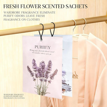 SKY-TOUCH Ocean Rose Lavender Vanilla Scented Sachets, 3 Boxes/12Pcs (4 Scents), Long-Lasting Air Freshener for Home & Office, Natural Deodorizer for Closet, Bathroom, Bedroom, 35 Days Fresh Scent