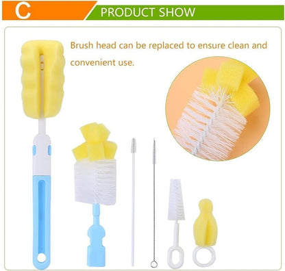 SKY-TOUCH 6 PACK Baby Bottle Cleaning Brushes Set, Includes Nipple Cleaner & Long Handle for Narrow Neck Glass Bottles, Water Bottle & Straw Cleaner, Multicolor