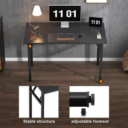 SKY-TOUCH Folding Table Multi Functional Standing Desk With Adjustable Height Legs,for Camping, Garden, Picnic,Coffee,Bbq,No Install Needed Black Color Desktop Black Frame(80x40x75cm)