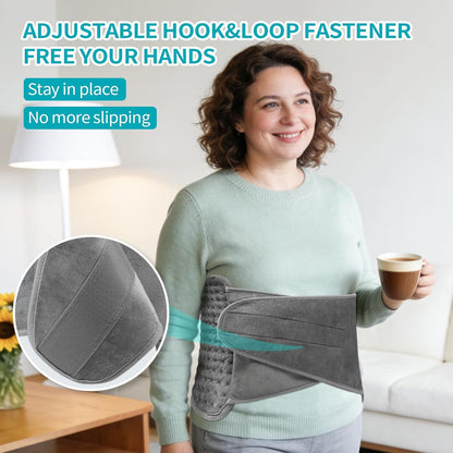 SKY-TOUCH Electric Heating Pad Wrap for Waist & Body, LCD Controller, 9 Heat Levels, 4 Timer Settings, Soft Touch, Fast Heating, Machine Washable - 60x31cm, Ideal for Back, Belly, Legs, & More
