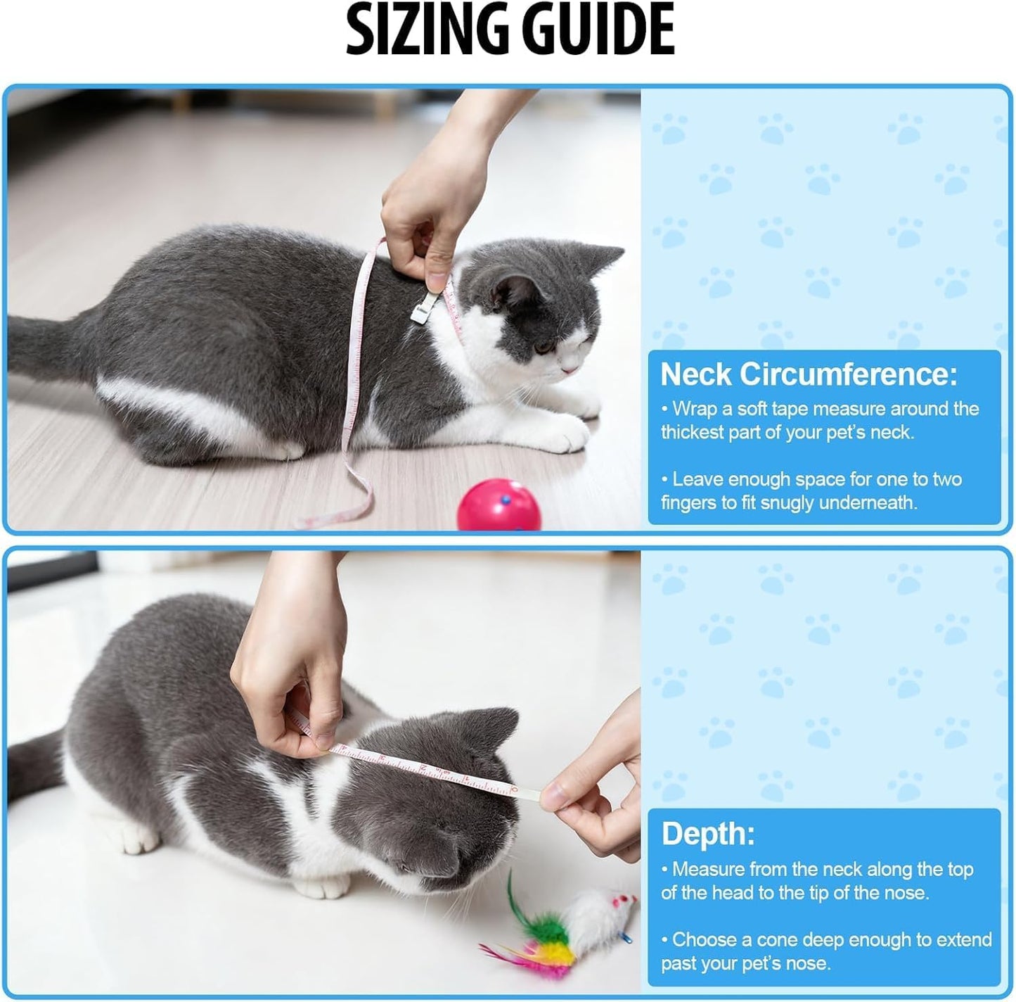 SKY-TOUCH Adjustable Cat Recovery Cone, Lightweight Plastic Elizabeth Collar for Cats, Kittens, and Small Dogs After Surgery, Soft Protective E-Collar to Prevent Licking and Biting Wounds(M 22-26cm)