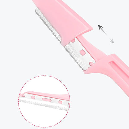 SKY- TOUCH 4Pcs Foldable Eyebrow Trimmer Set, Portable And Gentle Hair Removal Tool, Stainless Steel Shaver for Facial Hair, Hand/Foot, And Body Hair Removal