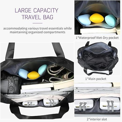SKY-TOUCH Travel Duffel Bags, Expandable Luggage Bag with Wheels, Suitcase with Spinner Wheels, Duffel Bag for Men and Women Lightweight Suitcases, Black