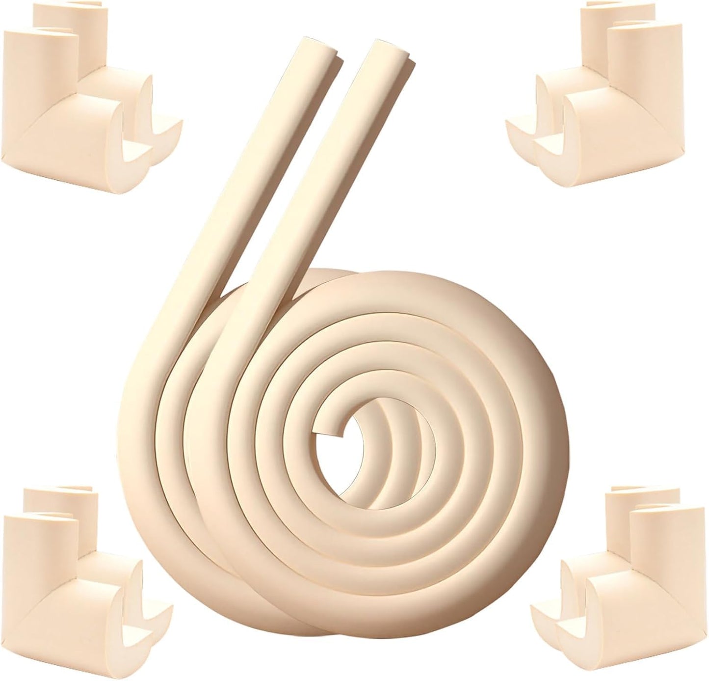 SKY-TOUCH Baby Safety Corner & Edge Protector Set – 4M Foam Cushion Strip for Furniture, Childproof Table & Corner Guards, with Tape (White)