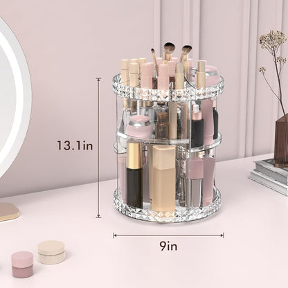 SKY-TOUCH 360-Degree Rotating Makeup Organizer,3-Tier Adjustable Cosmetic Storage Display Box | Transparent Vanity Organizer for Skincare, Fragrance, and Beauty Products | Bedroom,Countertop Organizer