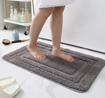 SKY-TOUCH Thick Soft Microfiber Bathroom Rug Mat - Non-Slip, Absorbent, Quick-Dry, Machine Washable - 40x60cm, Grey