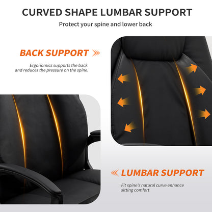 SKY-TOUCH Office Chair, Executive Desk Chair, Classic PU Leather Padded Mid-Back Height Adjustable and Tilt, 350Lb Capacity, Office Computer Desk Chair with Armrest, Black- 26"D x 23.75"W x 42"H