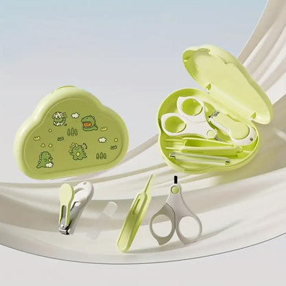 SKY-TOUCH Baby Nail Care Kit for & - Safe & Gentle Complete Set with Nail Clipper, Scissors, Cuticle Pusher & Nail File - Portable Newborn Grooming Tools (Pink/Green) - Baby Nail Trimmer Set, 12x10cm