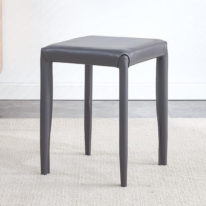 SKY-TOUCH Stackable Stools : Square Dining Chair with Sponge Seat Soft Bar Stool with Metal Frame Cover PU Leather for Home Office Classrooms (35 * 35 * 46cm Grey)