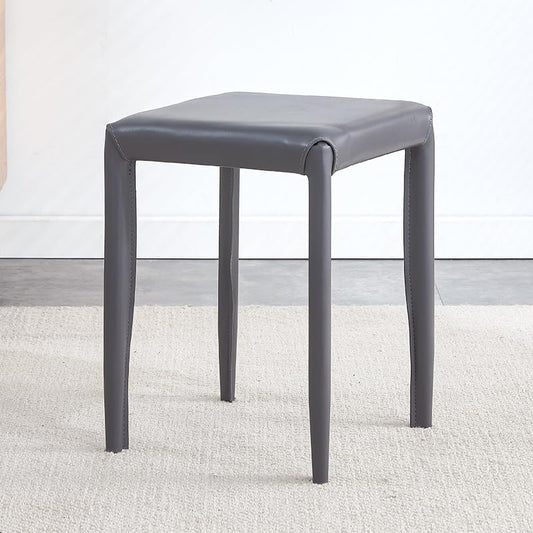 SKY-TOUCH Stackable Stools : Square Dining Chair with Sponge Seat Soft Bar Stool with Metal Frame Cover PU Leather for Home Office Classrooms (35 * 35 * 46cm Grey)