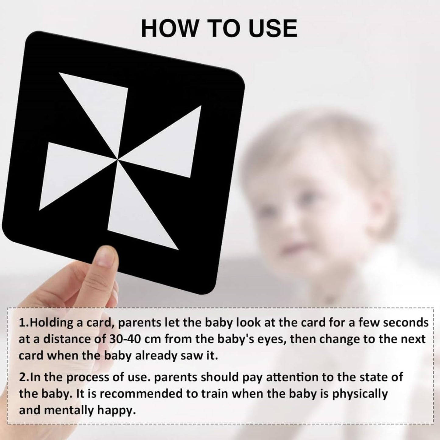 SKY-TOUCH Baby Visual Card Black White, High Contrast Baby Black White Card, Visual Stimulation & Sensory Development, Travel Friendly, Gifts for Infants 0 to 3 Months, 20 Pcs - 40 Pages
