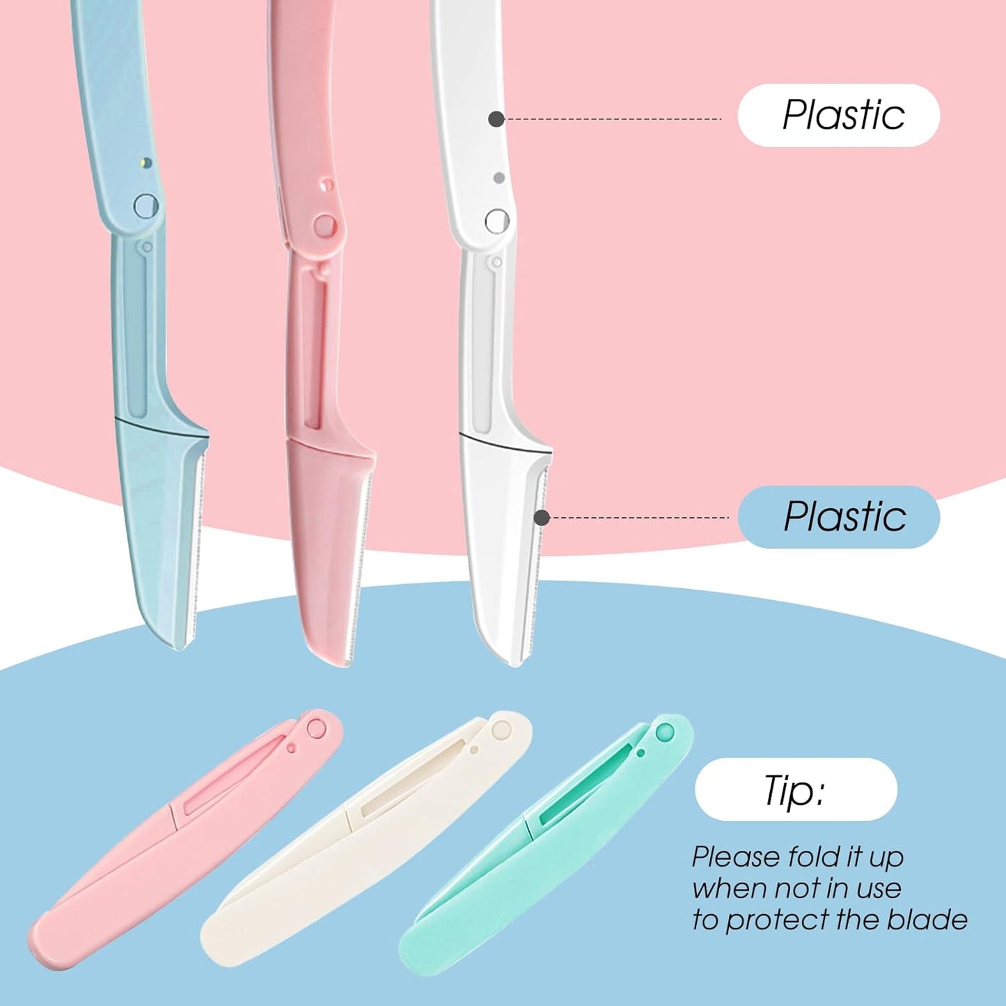 SKY- TOUCH 4Pcs Foldable Eyebrow Trimmer Set, Portable And Gentle Hair Removal Tool, Stainless Steel Shaver for Facial Hair, Hand/Foot, And Body Hair Removal