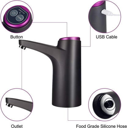 SKY-TOUCH Water Dispenser Pump with USB Charging, Portable Drinking Water Pump for Standard 3-5 Gallon Bottles, Home & Office Use, Camping Essentials