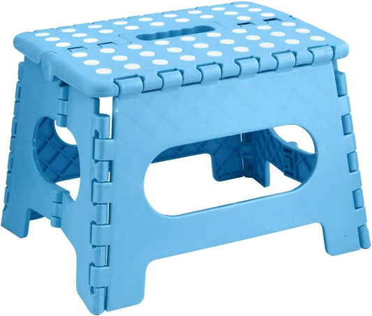 SKY-TOUCH Folding Step Stool for Kids, Collapsible Foot Stools 9 Inch Height, Foldable Plastic Stool for Kitchen, Bathroom, Garden, Indoor, Stool Lightweight Outdoor - Holds Up to 300 lbs (Blue)