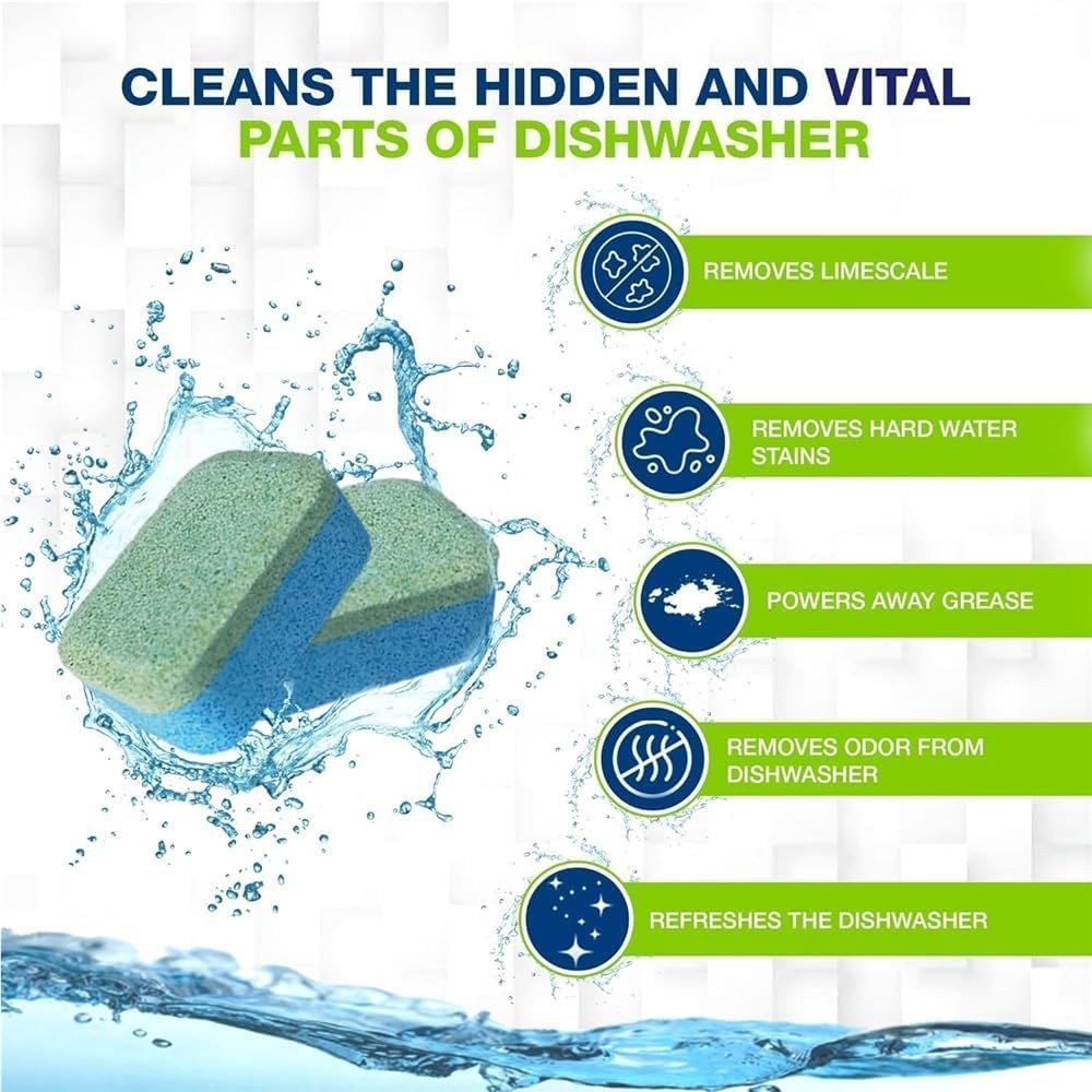 SKY-TOUCH 24pcs Dishwasher Cleaning Tablets – Deep Descaling Formula, Stain Removal & Deodorizing, Fresh Lemon Scent, Monthly Maintenance Cleaner