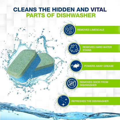 SKY-TOUCH 24pcs Dishwasher Cleaning Tablets – Deep Descaling Formula, Stain Removal & Deodorizing, Fresh Lemon Scent, Monthly Maintenance Cleaner