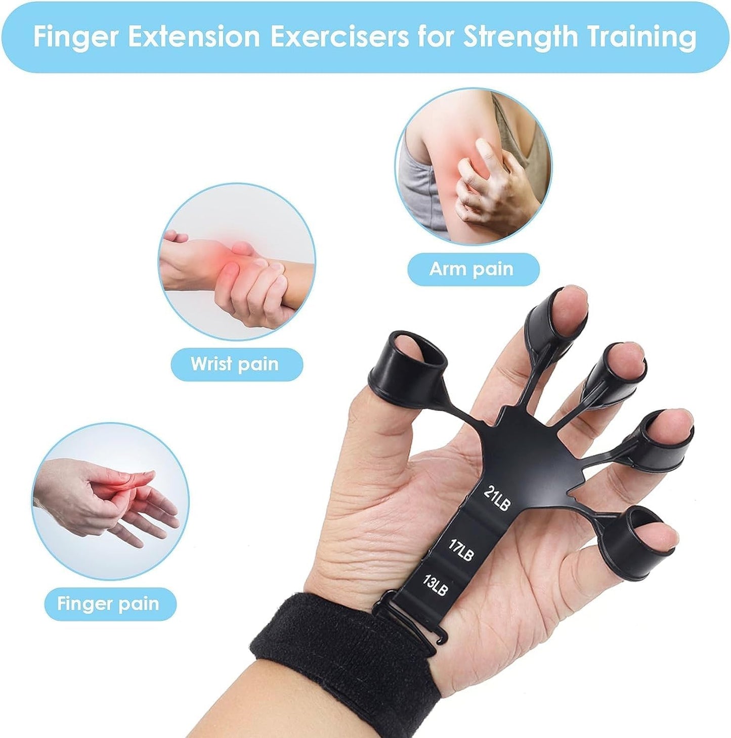 SKY-TOUCH Finger Strengthener , Grip Strength Trainer, Hand Strengthener for Strength Training, 6 Resistant Level Finger Exerciser, Finger Flexion Extension Training for Musicians,Rock Climbing