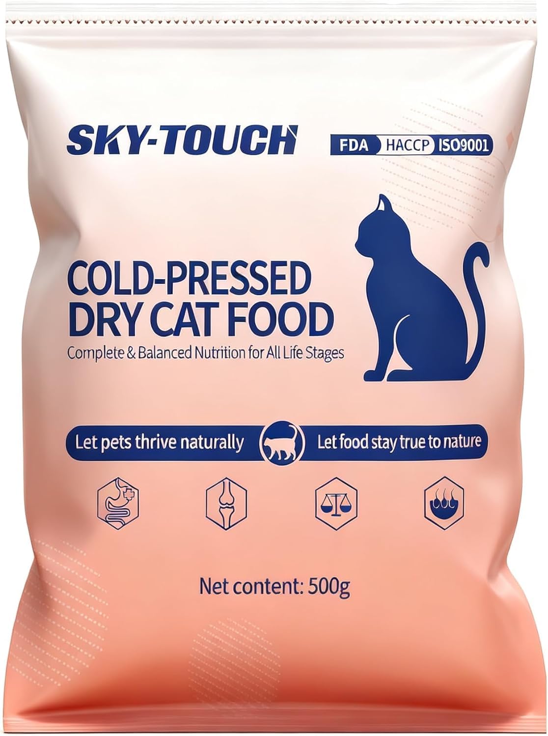 SKY-TOUCH 1 Bag Dry Cat Food 500g, High Protein Chicken & FishFormula,Suitable For Kittens And Adult Cats Or Feed Stray Cats