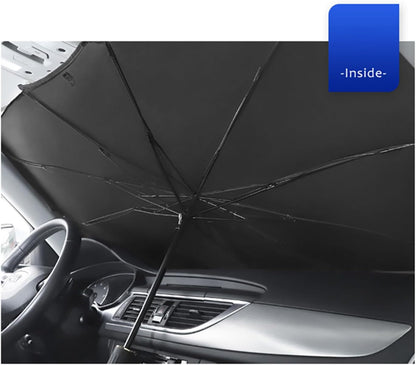 SKY-TOUCH Car Windshield Sun Shade Umbrella,Car UV Sunshade Umbrella Windshield Block Cover,Foldable Car Sun Visor Windshields Sun Shade Cover for Most Car with Leather storage pocket 140 * 80cm