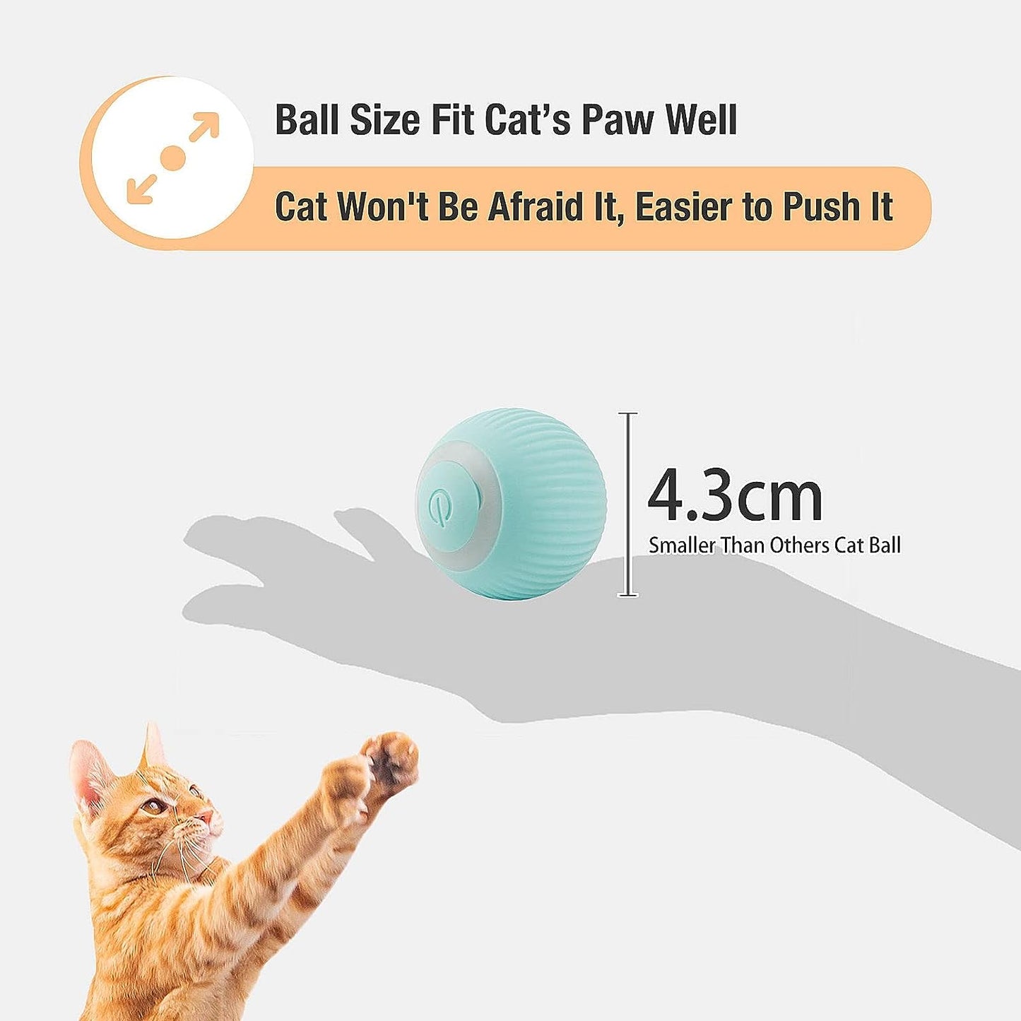 SKY-TOUCH Interactive Smart Cat Ball,Quiet Cat Toys for Indoor Cats Adult Automatic 360° Rotating Kitten Toys,Intelligent Automatic Mobile Ball USB Charging Pet Toy,Fun Gift for Kitten