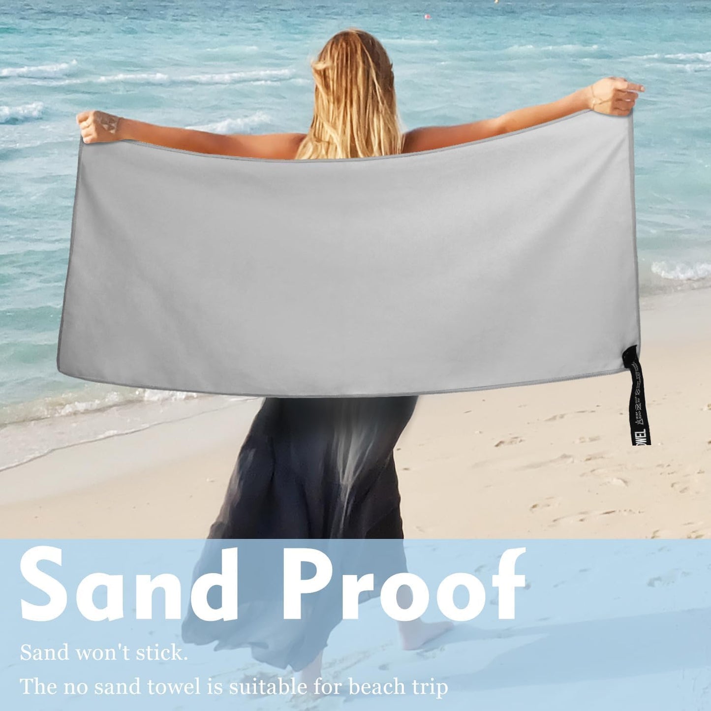 SKY-TOUCH 2 Pack Quick Drying Gym Towel with Carry Bag, Soft Microfiber Lightweight Sport Sweat Towel, Perfect for Beach Gym Yoga Pool Travel Camping Sports Swim, 2 SIZE - 60x124 & 40x60cm