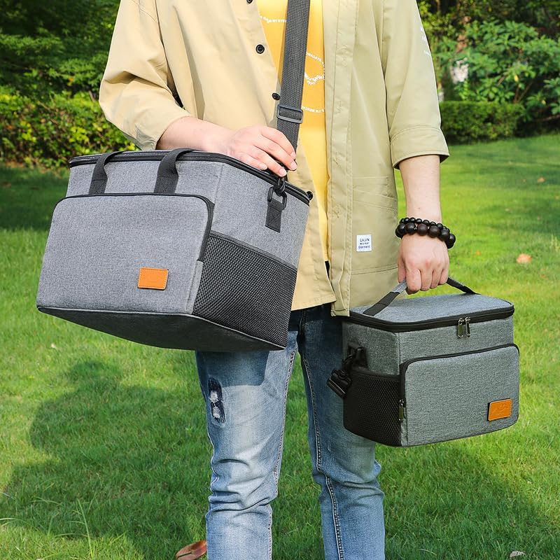 SKY-TOUCH Outdoor Cooler Picnic Bag, Outdoor Camping Storage Bag Large Capacity, Easy To Clean and Versatile Use Suitable For Camping Picnics, L SIZE - 34x25x26m,Grey