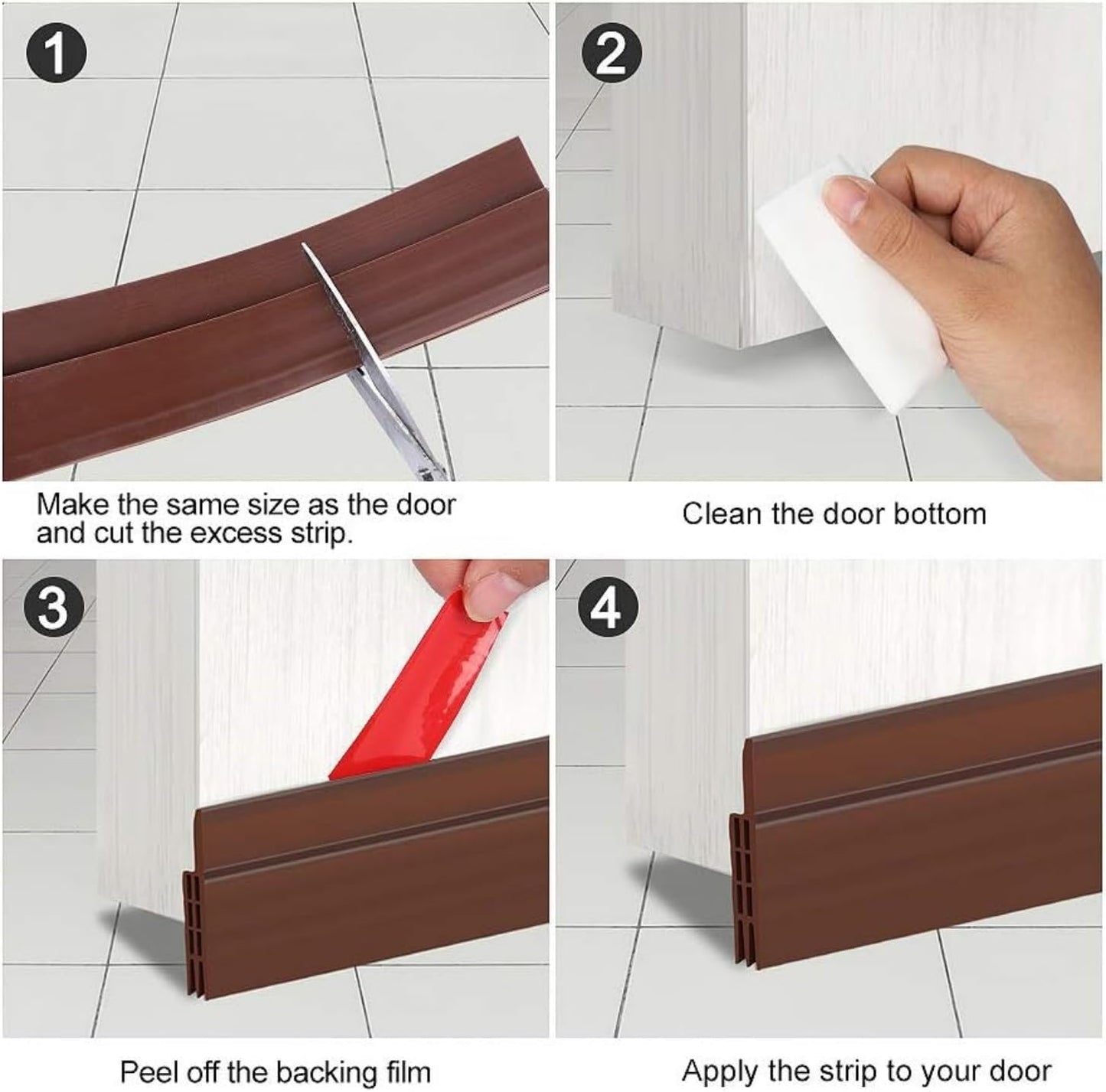 SKY-TOUCH Door Seal Strip Door Draft Stopper, Self Adhesive Soundproof Door Sweep Weather Stripping, Doors Draft Excluder for Blocking Bugs, Air, Dust (1 Meter*1pcs)