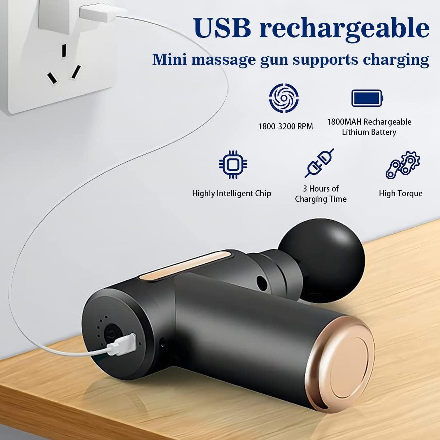 SKY-TOUCH Massage Gun,Professional Muscle Percussion Massager with 6 Speeds,Quiet Portable Electric Massager for Shoulder, Body,Back,and Physiotherapy,Compact Cordless Design,19x13x4.5cm (Black)