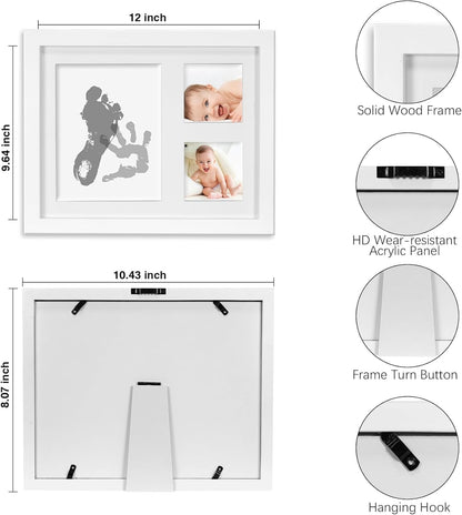 SKY-TOUCH Baby Handprint and Footprint Frame Makers Kit,Newborn Baby Prints Photo Keepsake Frames,Memory Art Picture Frames for Baby Registry,as Souvenir of Child's Birth,Memory Art Picture,White