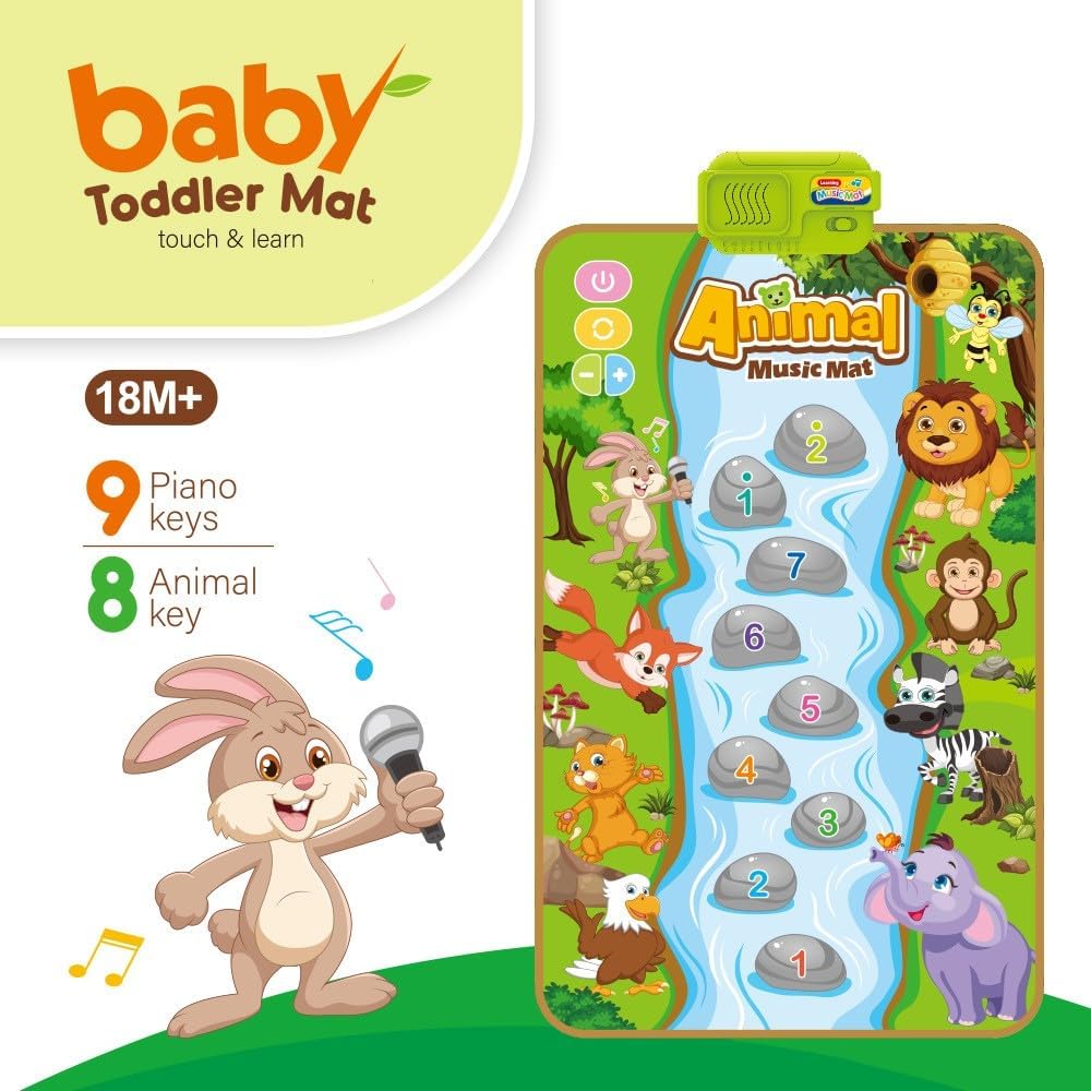 SKY-TOUCH Animal Music Mat, Early Learning Educational Toys, Montessori Sensory Musical Dance Mat for Toddlers Boys Girls, Touch Play Floor Keyboard Pad, Gifts for Kids 18+ Months (80*50cm)