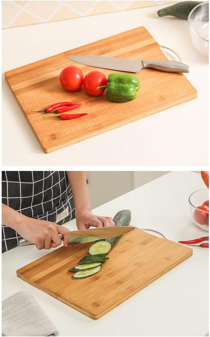 SKY-TOUCH 3pack Bamboo Wood Cutting Chopping Set Serving Board with Stainless Steel Handle Suitable for Meat, Vegetables and Cheese - “/20 * 30cm/24 * 34cm/30 * 40cm/”