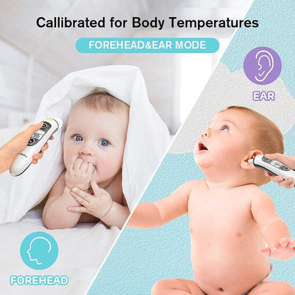 SKY-TOUCH Ear and Forehead Thermometer for Kids and Adult,Touchless Digital Infrared Thermometer Gun with Memory Recall, Reading Storage, Fever Alarm,Mute Mode,White,39 * 27.3 * 160mm-Storage Pocket