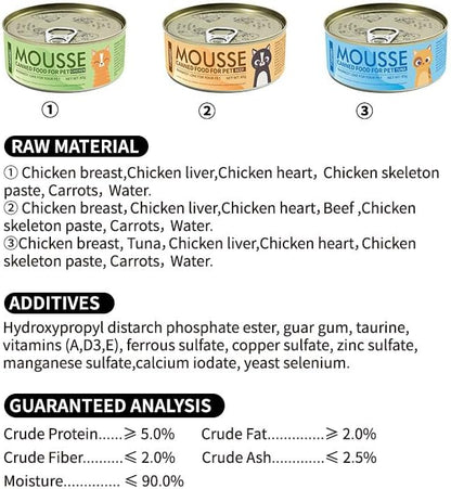 SKY-TOUCH Wet Cat Food Can, Premium Cat Food Mousse 85g, Grain-Free Soft Pâté with Taurine, Vitamins & Minerals – High Protein Balanced Nutrition for Kittens & Adult Cats(Beef, Pack of 4)
