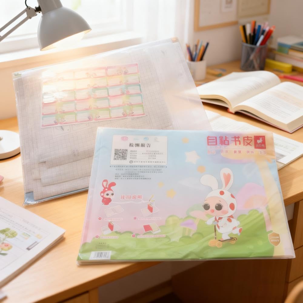 SKY-TOUCH Self-Adhesive Book Cover Film - A4/16K/25K Size(15 Pcs- 3 Different Sizes -5 Each) Eco-Friendly, Waterproof, Scratch-Resistant, DurableClean Easy