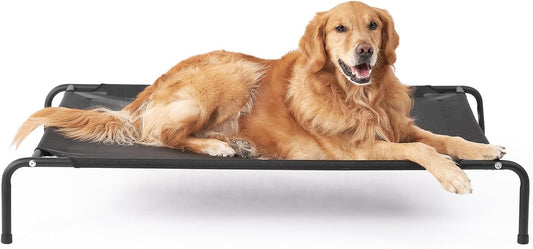 SKY-TOUCH Cooling Elevated Dog Bed with Metal Frame, Breathable Teslin Mesh, Non-Slip Feet Off the Ground Iron Elevated Pet Bed, for medium large dogs Dog Bed,68 * 58cm