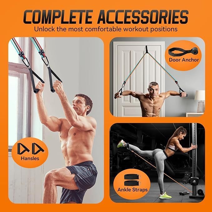 SKY-TOUCH Resistance Bands Set 12 Pcs Anti-Snap Resistance Band Exercise, Heavy Resistance Bands for Working Out, 300LBS Exercise Bands with Handles, Workout Bands for Men,Muscle Training,Yoga.