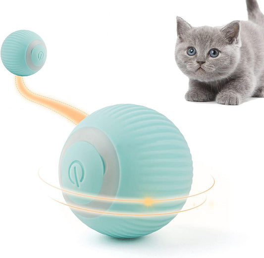 SKY-TOUCH Interactive Smart Cat Ball,Quiet Cat Toys for Indoor Cats Adult Automatic 360° Rotating Kitten Toys,Intelligent Automatic Mobile Ball USB Charging Pet Toy,Fun Gift for Kitten
