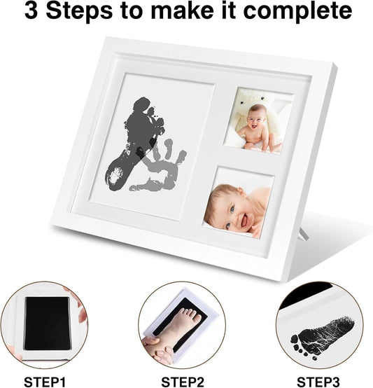 SKY-TOUCH Baby Handprint and Footprint Frame Makers Kit,Newborn Baby Prints Photo Keepsake Frames,Memory Art Picture Frames for Baby Registry,as Souvenir of Child's Birth,Memory Art Picture,White