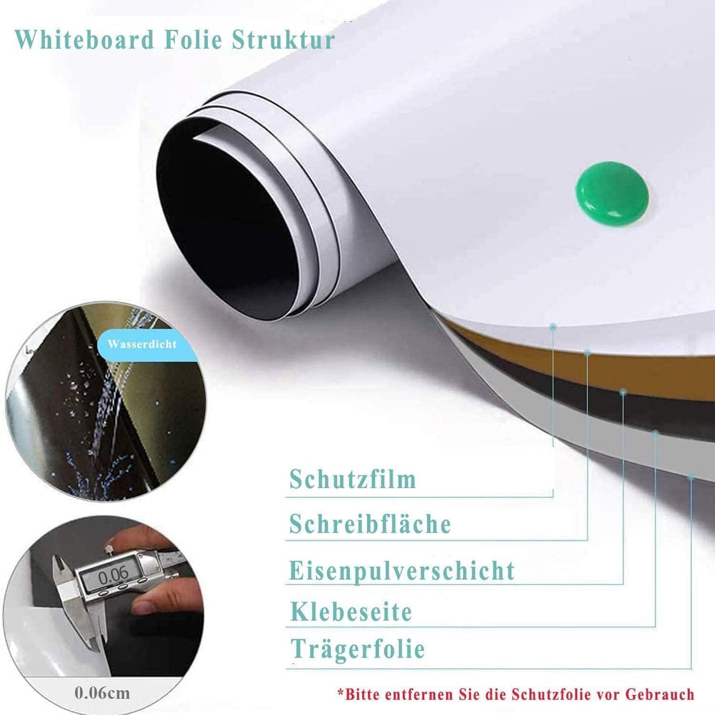 SKY-TOUCH Magnetic Whiteboard Paper, 60 x 90cm, DIY Self-Adhesive Dry Erase Board Sheets, Whiteboard Film Stick on Wall for Office, Home, School - with 3 Markers, 1 Eraser, and 4 Magnets
