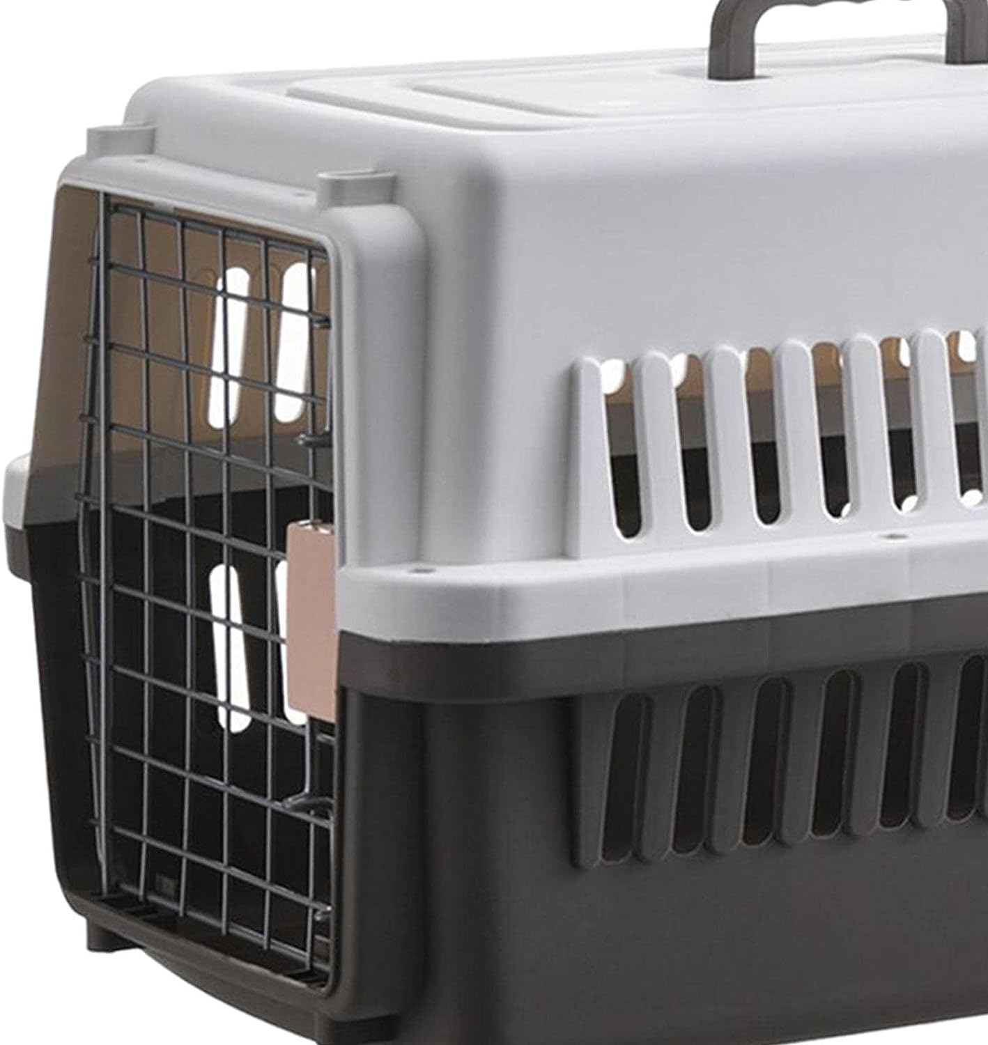 SKY-TOUCH Portable Hard Sided Pet Carrier Carry Breathable Crate Puppy Cage Tote Transport Box Travel Kennel for Cats, Kitten,Dog,Trips Outdoor, Safety closure system, Aeration grids,Black&Grey