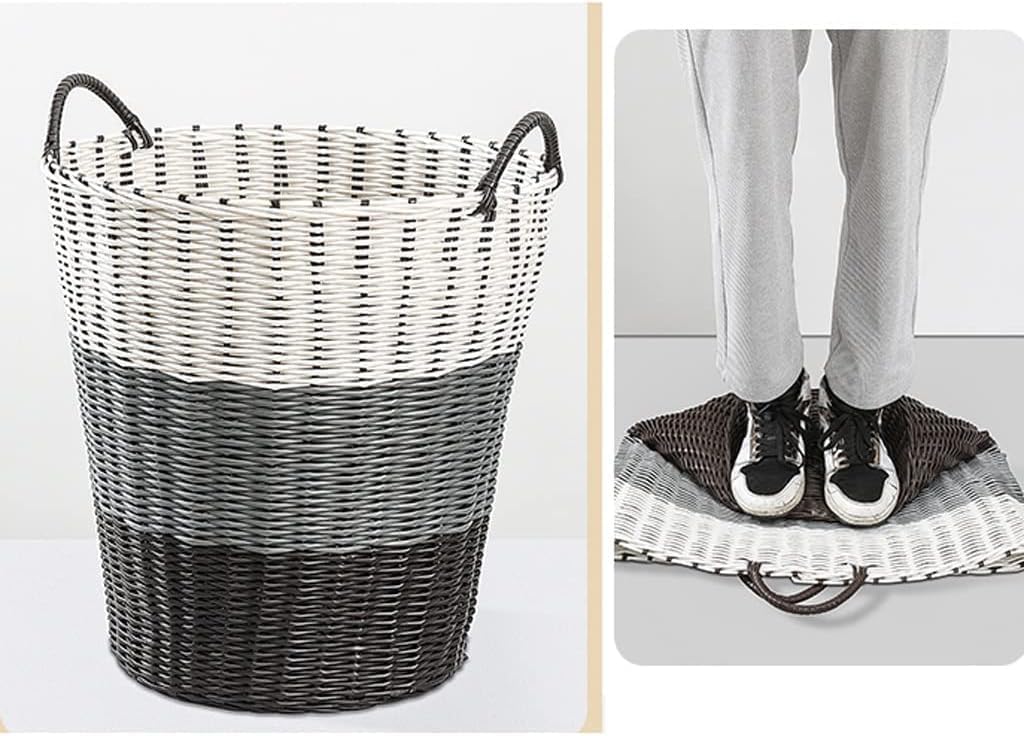 SKY-TOUCH 1 piece Dirty Clothes Weaving Basket,with Handles Washing Bin Dirty Clothes Storage,Durable Plastic Woven Toy Storage Basket,Household Bathroom Bathroom Laundry Basket,Multi Color,34*46*45cm