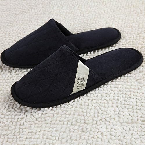 SKY-TOUCH Hotel SlippersDeluxe Closed Toe Black Slippers for Spa, Party Guest, Hotel and Travel (Color : Man Black, Size : One Size)