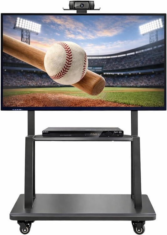 SKY-TOUCH 32”-70“ Rolling TV Stand Cart,Height Adjustable Mobile Flat Screen with Lockable Casters,2 Tier AV Shelves for Large Flat Panel LED,LCD Plasma Screen,Max Vesa 600 * 400mm,70 * 43 * 180cm