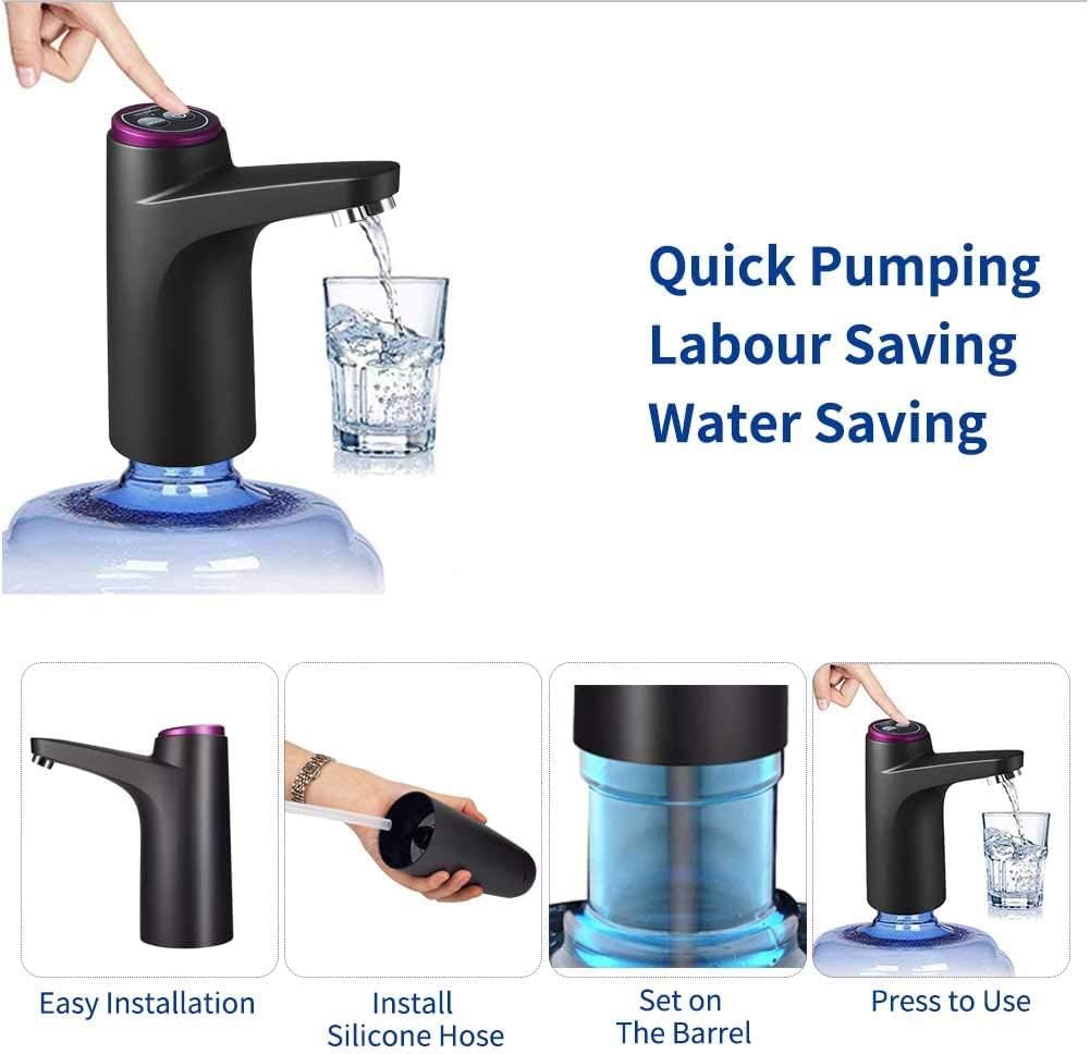 SKY-TOUCH Water Dispenser Pump with USB Charging, Portable Drinking Water Pump for Standard 3-5 Gallon Bottles, Home & Office Use, Camping Essentials
