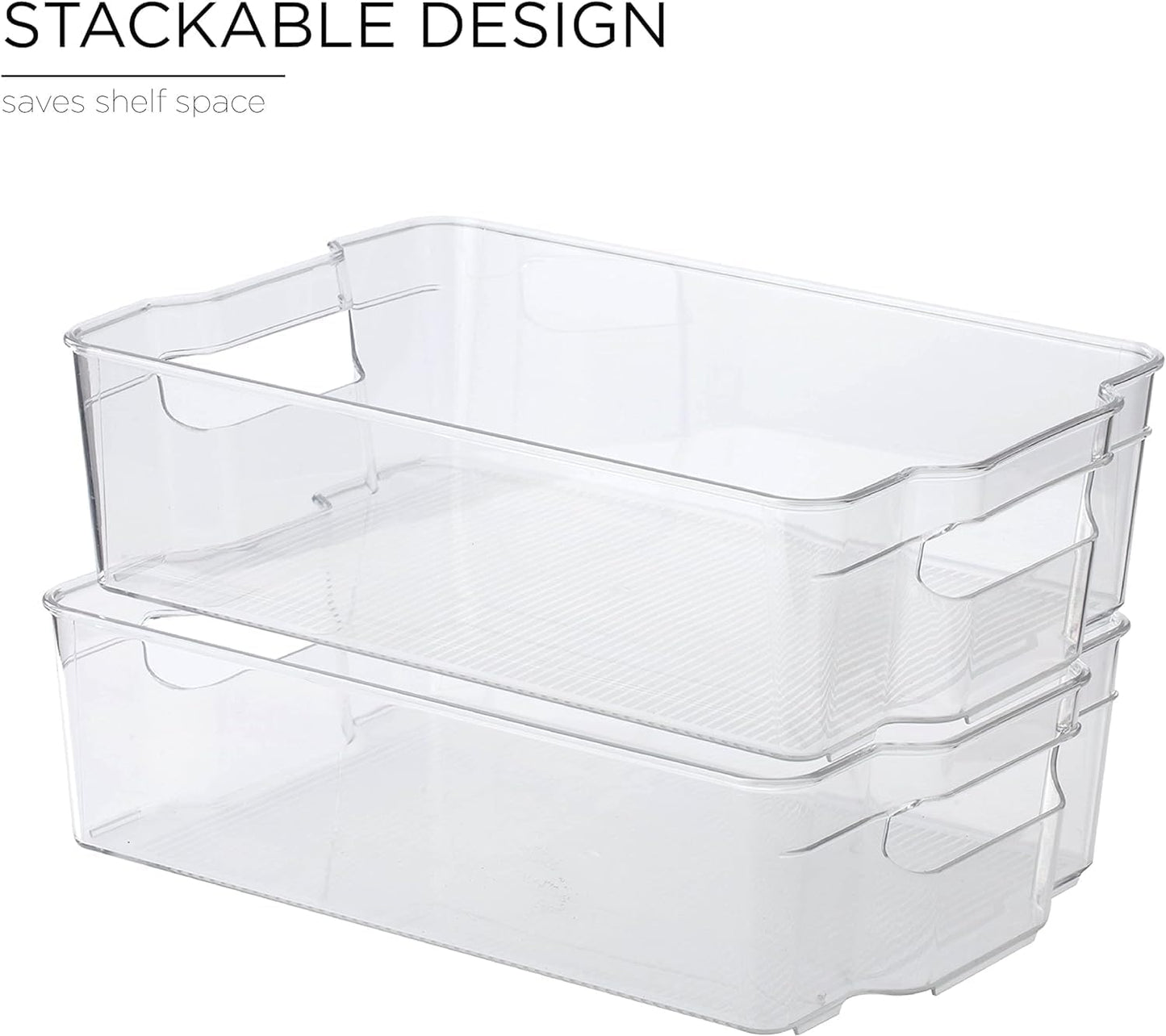 SKY-TOUCH 1pcs Refrigerator Clear Organizer Bins,Clear Plastic Storage Fridge Organizers with Handle for BPA,Fridge, Freezer, Cabinet,Kitchen,Food mPantry Organization & Storage（32x16x9cm）