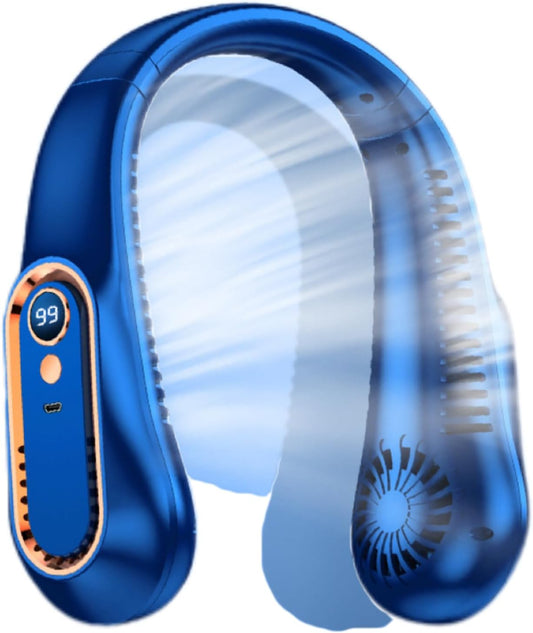SKY-TOUCH Portable Neck Fan, Bladeless Personal Fan,7000mAh Battery, 720° Cooling Wearable Quiet Fan, Hands Free USB Rechargeable 5 Speeds, Strong Airflow, Safe Design, for Travel, Outdoors, Hiking