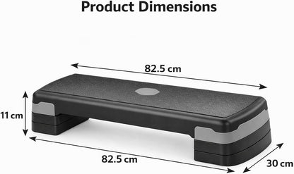 SKY-TOUCH Stepper Platform – 3 Layer Adjustable Home Exercise Stepper with Non-Slip Surface, Heavy-Duty Fitness Step for Cardio & Strength Training – Black/Gray (82.5×30×11 cm)